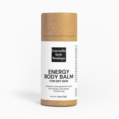 Energy Body Balm front view in eco-friendly packaging.