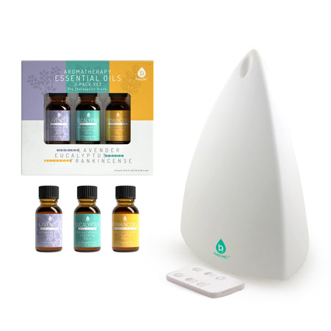 Pursonics diffuser with 3 essential oils: Lavender, Eucalyptus and Frankincense.