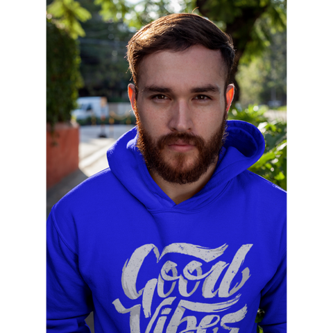 Good Vibes Blue Hoodie-Spread Positivity in Style!