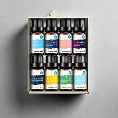 Pursonic Essential Oil Set - Close-Up of bottles in the box.