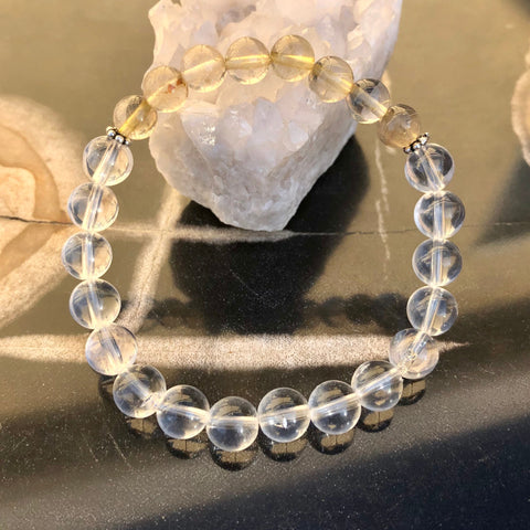 Citrine and Crystal Quartz Healing Bracelet-Genuine Crystals for Creativity and Clarity.