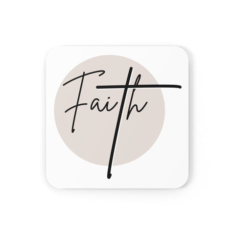 Faith Coaster Set Of 4 | Christian Affirmation Drink Coasters - Black and Beige