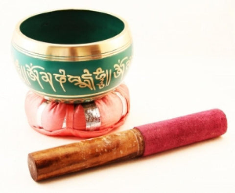 Tibetan Singing Bowl - 4"Diameter with Wooden Striker & Cushion