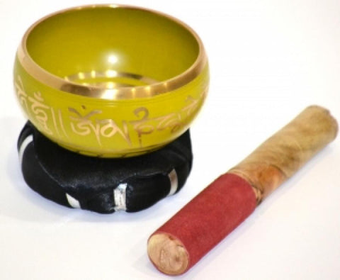 Tibetan Singing Bowl - 4"Diameter with Wooden Striker & Cushion