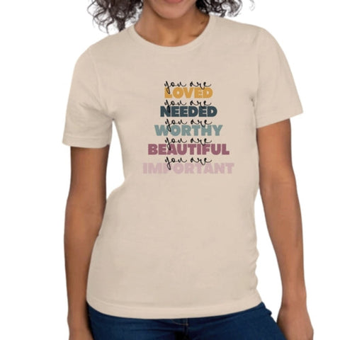 Womens Graphic T-shirt You Are Loved Inspiration Affirmation